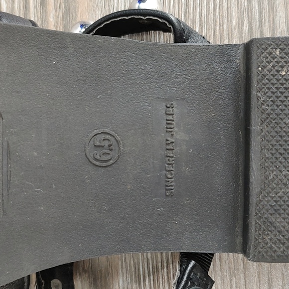 Sincerely Jules VENTURA Black Silver Studs Square Toe Slip On Flat Sandals 6.5 - Picture 10 of 10